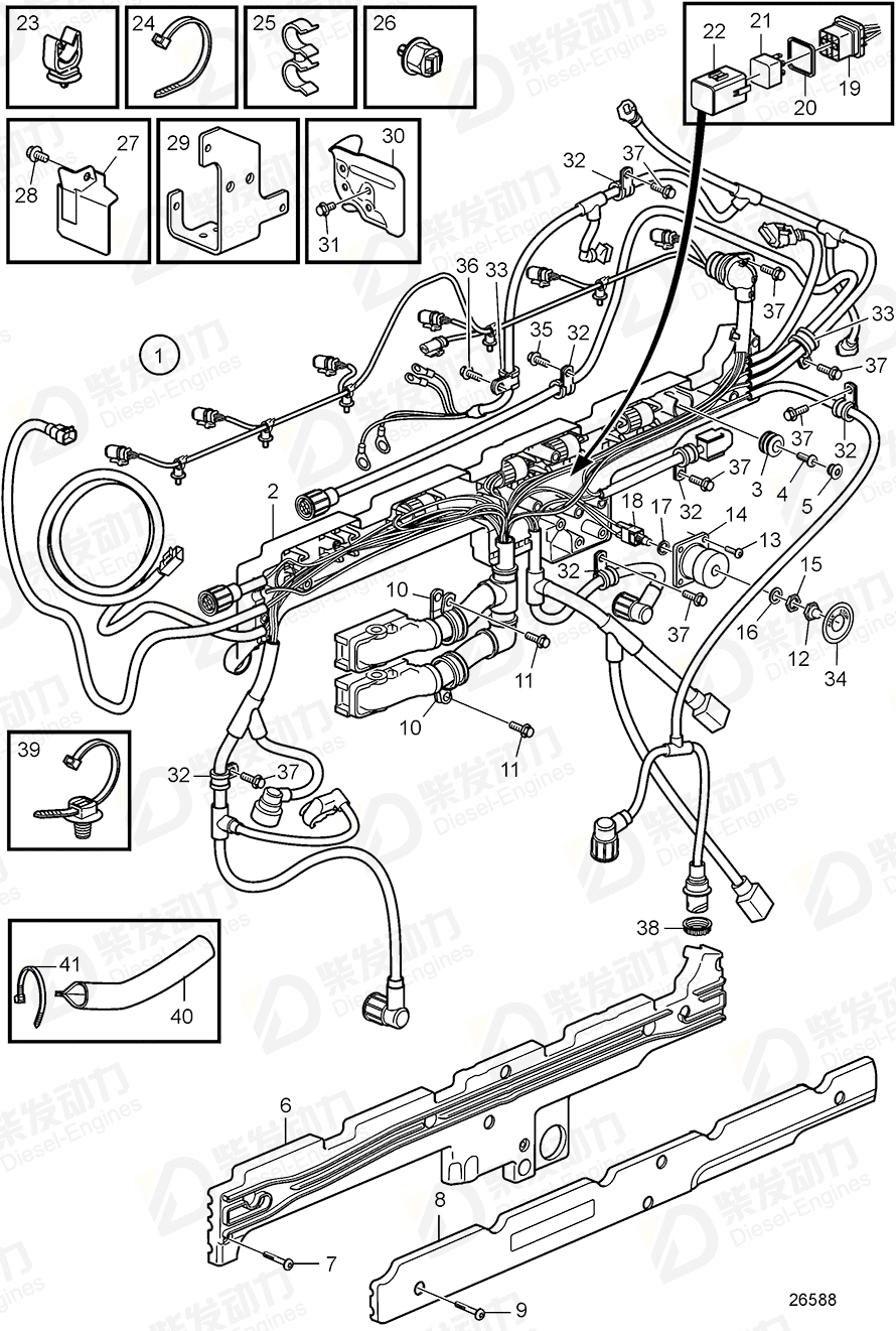 VOLVO Cable tie 3593668 Drawing